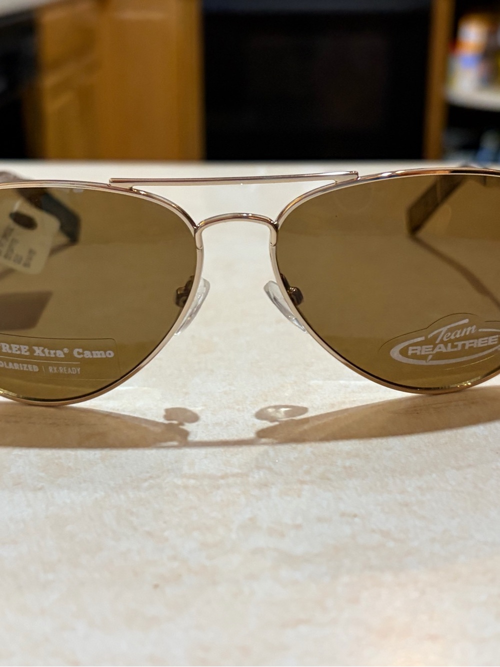 Realtree Gold-Tone Aviator Sunglasses with Brown Lenses